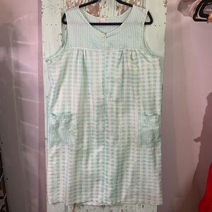Women’s cute vintage teal & white gingham nightgown